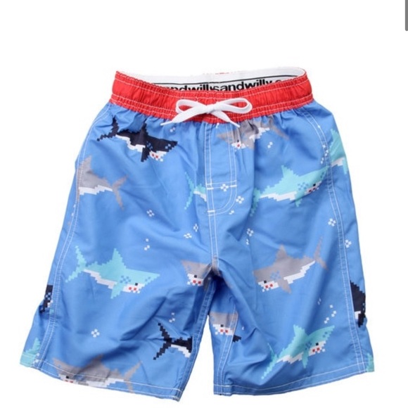Wes and Willy Bitmap Sharks Swim Trunk - Picture 1 of 5